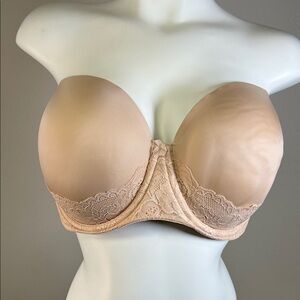 Torrid Curve Elegant Lace Push-up Strapless Underwire Bra in Nude 42DD